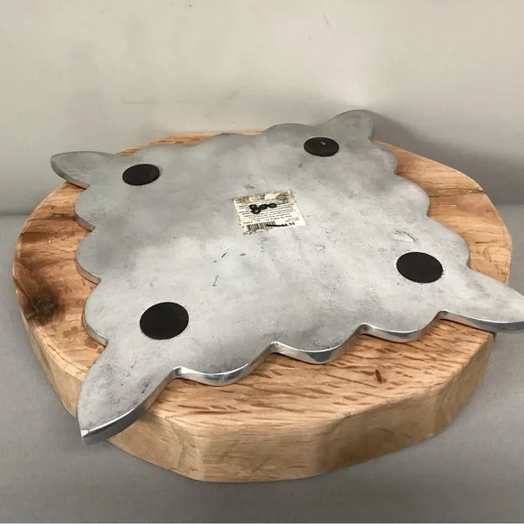 ⚫️ Large Scalloped Edges Square Pillar Candle Holder - Metal Crafted - Nice - Picture 8 of 11